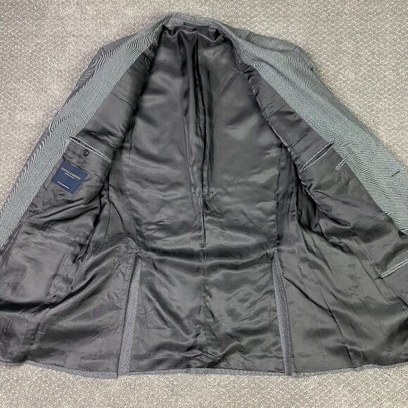 Gieves & Hawkes Blazer Sport Coat Men's 46L Silver Black Micro Dot Birdseye Wool - Picture 6 of 16